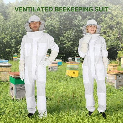 Upgraded Bee Suit for Men & Women Sting Proof, Thickened Ventilated Beekeeper Suit with Gloves & Round Veil, Full Protection Beekeeping Suits(XXL 5'11"-6'3") - size: Thickened XXL