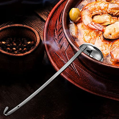 meekoo Stainless Steel Ladle Soup Handle Ladle with Pouring Rim for Kitchen Cooking Soup Sauce - size: 6 oz