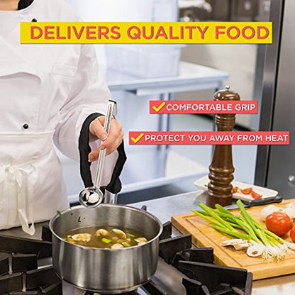 Fit Meal Prep [2 Pack] 2 oz Stainless Steel Soup Ladle, One-Piece Sauce Spatula with Hook Handles, Commercial Grade Serving Spoon, Kitchen Tool for Restaurant or Home Cooking, Mirror Finish, 12" Long - size: 2 oz
