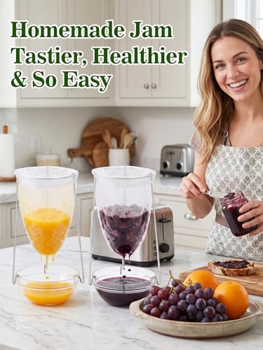 2 Sets Stable Jelly Strainer Stand with 3 Strainer Bags - Reusable Mesh Filter Bags & Stainless Steel Sieve Stand Kit for Straining Nut Milk Cheese Juice Greek Yogurt