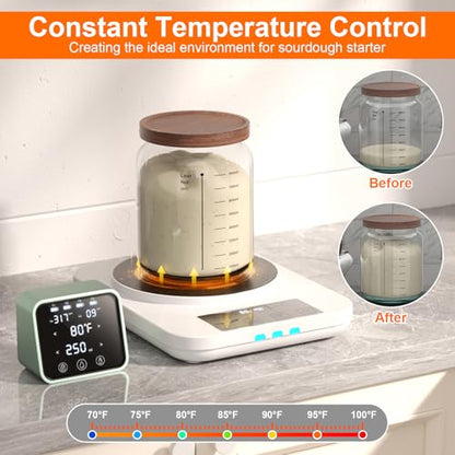 Electric Sourdough Starter Warmer, Upgrade Warming Heating Pad Mat for Sour Dough Starter, Sourdough Heater Proofing Tool for Home Baking with Thermostat Control, Timing, Memory Function (White) - color: White
