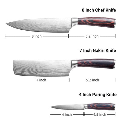3 Pieces Chef Knife Set,Janpanese Knife | High Carbon Stainless Steel, Professional Kitchen , Ultra Sharp Chef Knives with Premium Gift Box, Ergonomic Pakkawood Handle