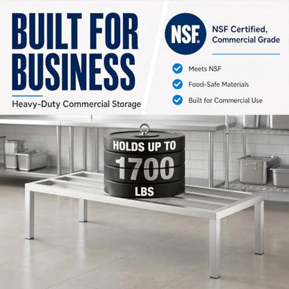 48" x 20" x 12" Aluminum Dunnage Rack – Heavy Duty Floor Storage Stand, NSF for Commercial Use - size: 48"W x 20"D x 12"H