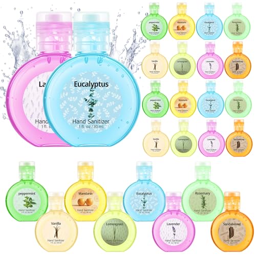 Frienda 24 Pack Mini Hand Sanitizers Bulk Travel Size 1 oz Scented Hand Sanitizer Gel Portable Appreciation Gift Party Favors for Teacher Nurse Coworker Employee Friends Gift Boby Care - color: Colorful, style: Herbal Scent