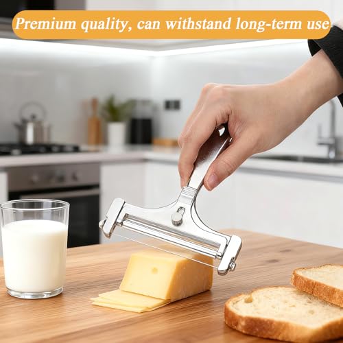 1 Set Cheese Cutter, Stainless Steel Wire Cheese Slicer With 4 Extra Wires, Adjustable Thickness Iron Handheld Cheeses Slicer, Handheld Cheeses Block Cutters for Block Butter Cutter Tools
