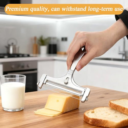 1 Set Cheese Cutter, Stainless Steel Wire Cheese Slicer With 4 Extra Wires, Adjustable Thickness Iron Handheld Cheeses Slicer, Handheld Cheeses Block Cutters for Block Butter Cutter Tools