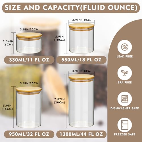 2PCS Small Glass Storage Jars with Airtight Lids,18 fl oz (550ml) Cute Clear Storage container with bamboo Lid,Glass Pantry Canister for Beans, Rice,Sugar,Cookie Coffee (N-Clear-2PCS-18FL OZ/550ML) - color: N-Clear-2PCS-18FL OZ/550ML