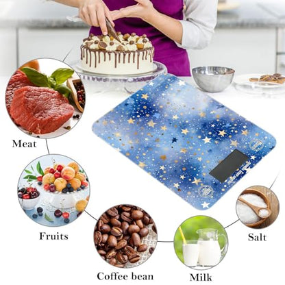 Food Scale Kitchen Scale Food Weight Scales Digital Weight Grams and Ounces Small Electronic Food Scale for Baking Cooking Blue Romantic Golden Stars - color: Blue Romantic Golden Stars
