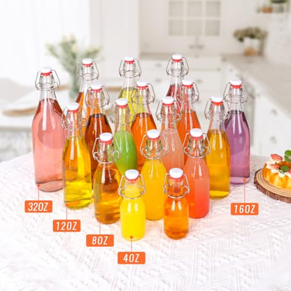 Swing Top Glass Bottles 16oz 10Pack, Reusable Glass Bottle with Stopper for Kombucha, Home Brewing,Vanilla Extract, Beer(480ml, Set of 10)