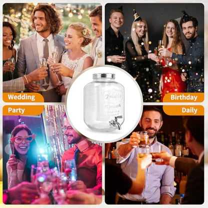 DD&HAPP Glass Beverage Dispenser With Stainless Steel Spigot,1.2 Gallon Mason Jar Drink Dispenser,Sun Tea,Lemonade & Juice Dispenser for Parties, Weddings & Events.Leak-Proof, Infuser Included. - size: 1.2 Gallon Single