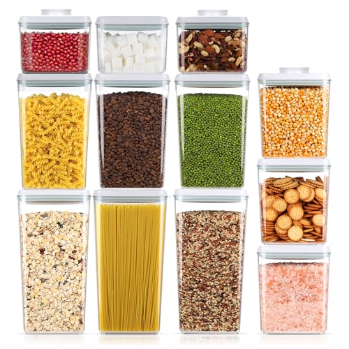 Melovom 12 Pcs Pop Food Storage Containers Airtight Food Storage Containers Set with Lids Kitchen Pantry Organization and Storage, 3.4Qt, 2.8Qt, 2.1Qt, 1.2Qt - color: gray,12 Pcs