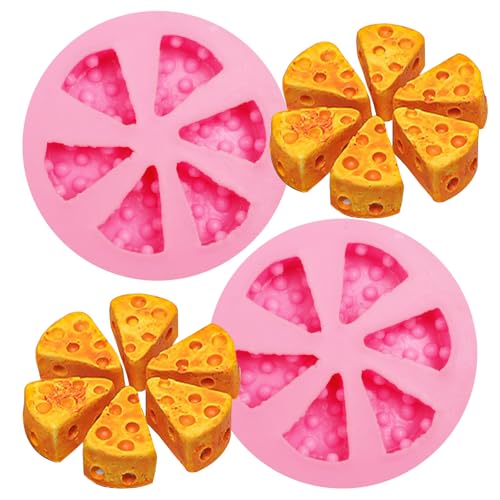 Mini Silicone Cheese Mold 2 Pcs, Cheese Shaped Fondant Mold for Chocolate Cake Decoration Candy Cupcake Topper Cake Polymer Clay Crafts Epoxy Resin - color: GS-15