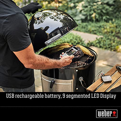 Weber Instant‑Read Thermometer Probe, Black/Silver – Fast Digital Grill & Kitchen Thermometer with 15‑Second Readout, Auto Shutoff & Fahrenheit/Celsius Options - Grill Accessory | Quick & Precise Temperature Measurement in °C and °F, Accurate in 15 Second
