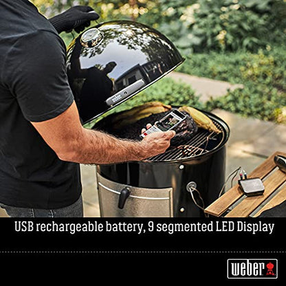 Weber Instant‑Read Thermometer Probe, Black/Silver – Fast Digital Grill & Kitchen Thermometer with 15‑Second Readout, Auto Shutoff & Fahrenheit/Celsius Options - Grill Accessory | Quick & Precise Temperature Measurement in °C and °F, Accurate in 15 Second