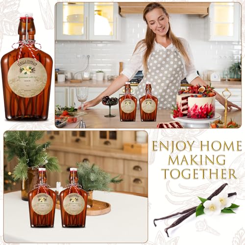 Uiifan 2 Pack 12 oz Vanilla Extract Bottles with Swing Top Flask Whiskey Pocket Amber Glass Flask for Homemade Vanilla Extract Lemon Kombucha Water Apply Christmas Wedding Gift (Amber) - color: Amber, size: 12oz