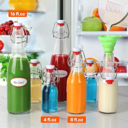 Alotpower Swing Top Glass Bottles with Airtight Lids 8oz 12Pack | Flip Top Glass Bottle for Vanilla Extract Bottles/Home Brewing/Beverages/Oil (8fl. oz, Set of 12) - size: 8fl.oz