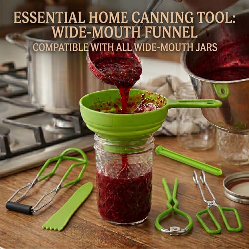 Canning Supplies Starter Kit – 12x 16oz Pint Mason Jars with Wide Mouth Funnel, Jar Lifter, Tongs, Jar Wrench – Complete Canner Tools for Jam, Pickling, Water Bath and Pressure Canning