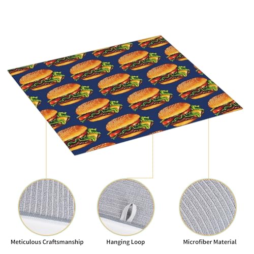 Cheeseburger Dish Drying Mat Quick Dry Fabric For Kitchen Counter (16”X18”)