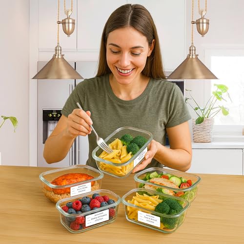 200 Meal Prep Freezer Food Labels - 2.75 x 1.25 Inch Freezer Tape Labels for Food Containers to Write On, Removable Easy Peel Off, Kitchen Pantry Storage Stickers, Oil Water Resistant - style: White Freezer Labels