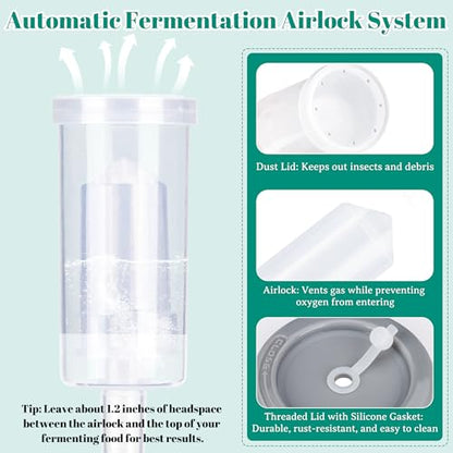 64oz Fermentation Jar Kit with Fermenting Weights and Airlock Lids, Wide Mouth Glass Jars with Scale Mark for Making and Storing Sauerkraut, Pickles (Pack of 2) - size: 64oz * 2pack