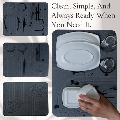LIFSEZY- Large Stone Drying Mat for Kitchen Counter – Quick Dry Stone Mat Kitchen Accessory, Diatomaceous Earth Mat for Sink, Dishes, and Utensils, Gray. - size: 23.6" x 15.7"