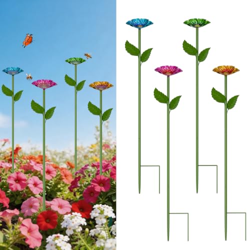 Bee Watering Station for Garden, 4 Pack Metal Bee Bath Bowl Colorful Butterfly Feeder with Flower Design for Outdoor Yard Patio Decor(Red/Blue/Yellow/Green) - color: 4 Pack(Red,Blue,Yellow,Green)