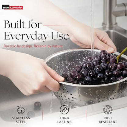 Amco 3-Piece Stainless Steel Colander Set - Silver, Set of 3
