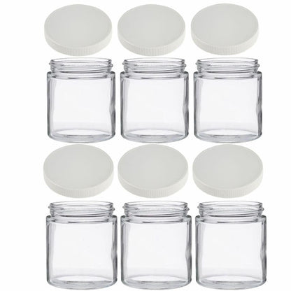 JARMING COLLECTIONS Mason Jars - 16 oz Glass Extra Wide Mouth Pint Storage Jars with White Plastic Lids - Made in USA (6 pack) - color: 6 White Extra Wide Mouth Plastic Lids-16 OZ