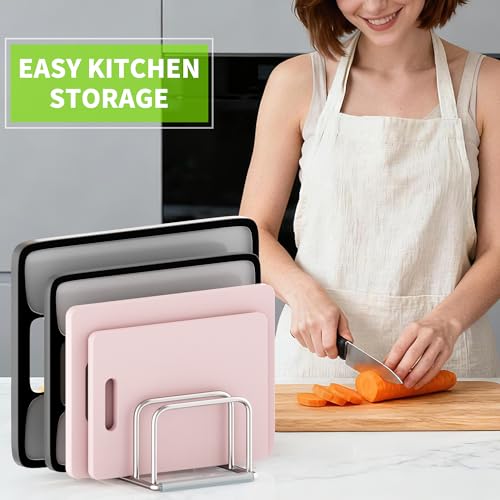 Cutting Board Organizer, 304 Stainless Steel Chopping Board Holder & Pot Pan Lid Rack, Kitchen Shelf Organizer for Bakeware, Cookie Sheets & Trays - size: 1.0 in Slots - 1 Pack