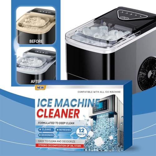 Ice Machine Cleaner Maker Descaler - 12 Clean Tablets for Ice Makers, Removes Hard Water & Mineral Buildup, Nickel Safe Scale Remover for All Ice Machines - Bulk 6 Month Supply