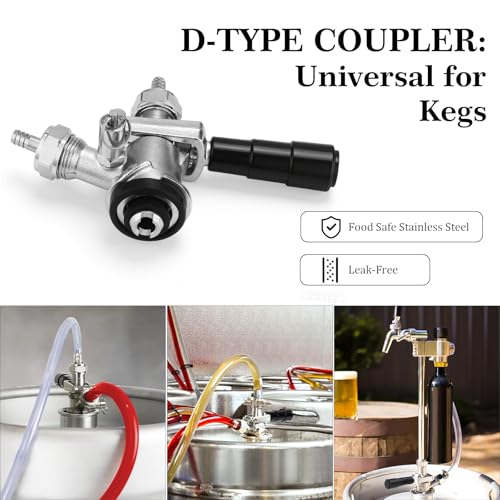 Keg Coupler 304 Stainless Steel Probe Sankey Keg Coupler D System Keg Tap for Kegerator 5/16 Barbs G5/8 Nuts US Sanke D Beer Coupler Beer Keg Coupler D Coupler Keg Tap for Beer - size: D System