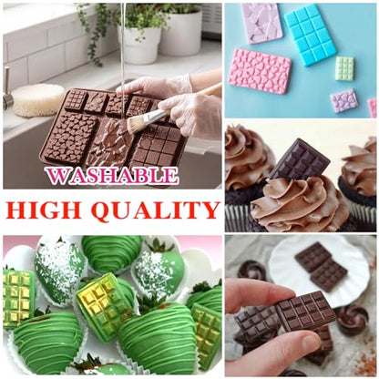 2 Pieces Silicone Break Apart Chocolate Moulds,Silicone Square Mold,Non-Stick Candy Chocolate Bar Mold,Reusable Candy Protein Silicone Chocolate Mold （A） - color: 2P