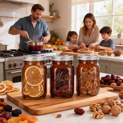 SUT Amber Wide Mouth Mason Jars 32 oz,9 Pack Quart Mason Jars With Airtight lids and Bands,Canning Jars 32 oz for Preserving,Meal Prep,Overnight Oats,Fermenting - color: Amber