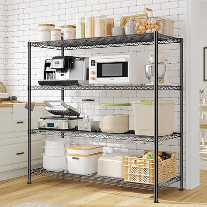 45 "W Metal Shelving Unit 4 Tier Storage Shelves Adjustable Wire Shelving Metal Shelf Pantry Shelves Wire Rack Commercial Shelving for Kitchen Pantry Utility Room Garage 45 "W x 59.4 "Hx 13.5" D Black - size: 45" W x 59.4Hx 13.5" D