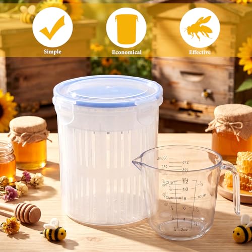 Qualirey Large Varroa Mite Detection Jar and Measuring Cup Leak Proof Varroa Checker for Helping Beekeepers Easily Count and Monitor (5.12 x 5.91 Inches) - size: Large