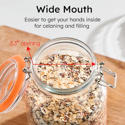 JILLMO 1.1 Liters Fermentation Jar, Glass Fermenting Jar with Weight for Making Sauerkraut, Kimchi, Pickles and More, Pack of 2
