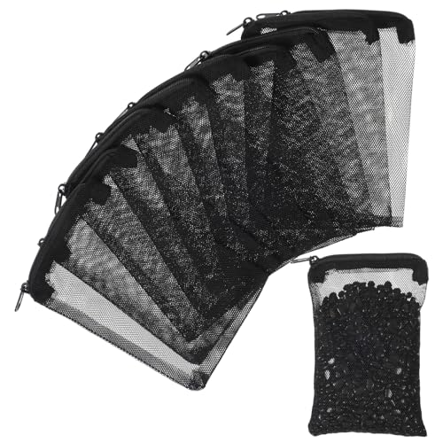 10 pcs Aquarium Media Bag with Zipper, Reusable Fine Mesh Bag for Aquarium Filter Media, 5.9" x 3.9" - color: Black