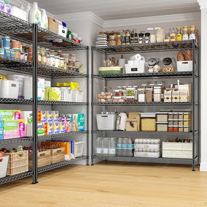 45 "W Storage Shelves 5 Tier Wire Shelving Unit Adjustable Metal Shelving Wire Shelf Pantry Shelves Wire Commercial Rack for Closet Kitchen Pantry Utility Room Garage 45" Wx 13.5" Dx70.5 H Black - size: 45" W x 70.5" Hx 13.5" D