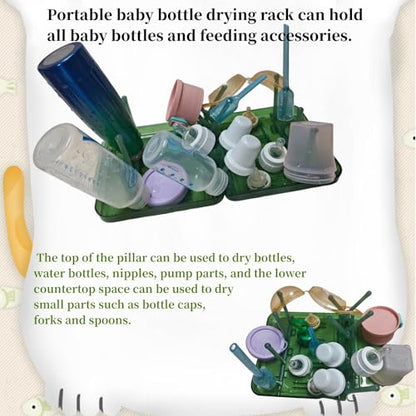 Travel Bottle Drying Rack Space Saving,Foldable Bottle Drying Rack with 16 Ribs,Portable Baby Bottle Drying Rack for Bottles,Breast Pumps and Other Feeding Accessories,Widely Used Daily Basis - color: Green
