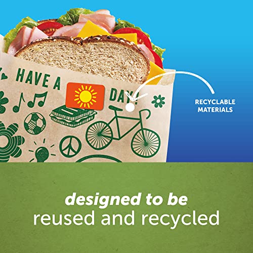 Ziploc Paper Sandwich and Snack Bags, Recyclable & Sealable with Fun Designs, 50 Bags Total - size: 50 Count (Pack of 1)