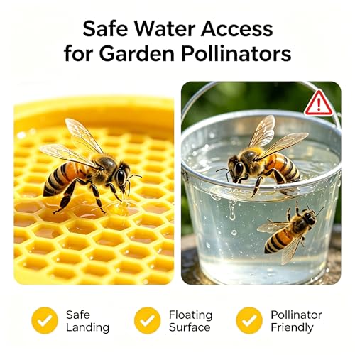 4PCS Bee Watering Station for Garden, floating bee water feeder made of durable EVA foam. Provides safe landing and hydration for bees & butterflies in bird baths, ponds, patios, and outdoor gardens - color: 4pcs Yellow