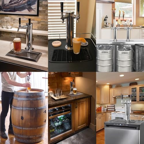 Draft Beer Line Shank Faucet Kit, Beer Keg Tap Kegerator Tower Dispenser Replacement Set with Self-Closing Spring Spanner Wrench No Leak 5.5 Feet 3/16'' Brewing Tubing 1/4'' Keg Coupler Barb - size: Faucet (Stainless Core) +Tube Kit
