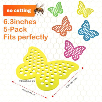 Bee Watering Station Island for Garden - 5 Pack Butterfly Floating Bee Island, SGS Certified Premium EVA Foam, Fade Resistant Odor Free Pre-Cut Holes, Anti Drowning for Pollinators, for Birdbath Pond