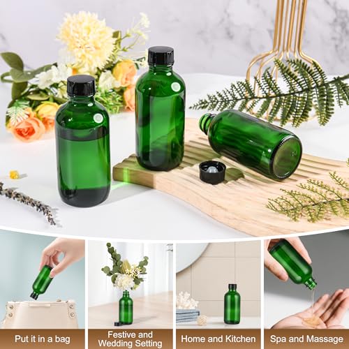 Small Glass Bottles with Lids Boston Round Shot Bottles for Health, Immunity, Ginger Juice, Essential Oils, Potion - Leak Proof Mini Travel Containers (Green UV, 4oz-24Pack) - color: Green UV, size: 4oz-24Pack