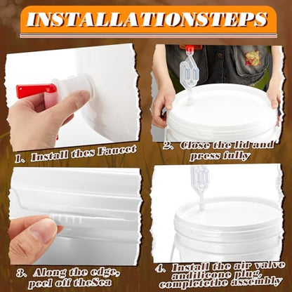 4 Pcs 6.5 Gallon Fermenting Bucket White Fermentation Bucket with Spigot Twin Bubble Airlock and Silicone Bung Fermentation Kit for Home Beer Wine Mead Other Fermented Beverage - size: 6.5 Gallon