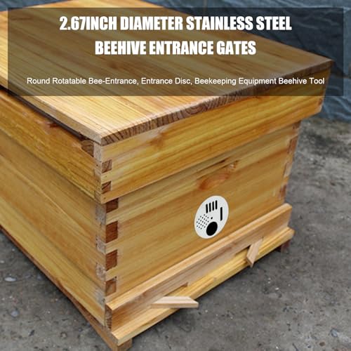 VIKKSAER Bee Hive Nuc Box Entrance Gates Round Rotatable Bee Entrance Doors Stainless Steel Beekeeping Tool (2.67''Inchx10 Pcs) - size: 2.67''x10 Pcs