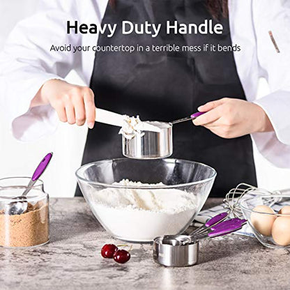 U-Taste 10 Piece Measuring Cups and Spoons Set in 18/8 Stainless Steel (Purple) - color: Purple