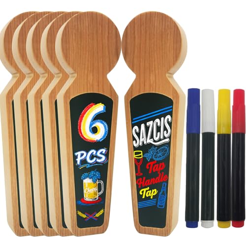 Beer Tap Handle ，6 Keg Tap with 4 Pen Set & Gift Wrapping, Cherry Wood Keg Tap Handle for Kegerator, Homebrew & Bars - color: 6 PCS