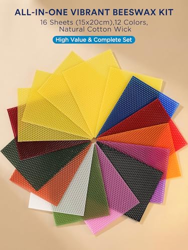 LumaCraft Beeswax Sheets for Candle Making Kit – 16PCS 100% Pure Natural Beeswax Candle Sheets for Rolling Candles – DIY Handmade Candle Making Kit for Family Holiday Party Gift Craft Decor