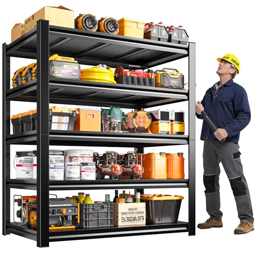 REIBII 72" H Storage Shelves, 2500LBS Heavy Duty Garage Shelving Unit, 5 Tier Adjustable Metal Shelf for Garage Basement Kitchen Pantry Warehouse Office Commercial 35" W x 15" D x 72" H - size: 35"W x 15"D x 72"H